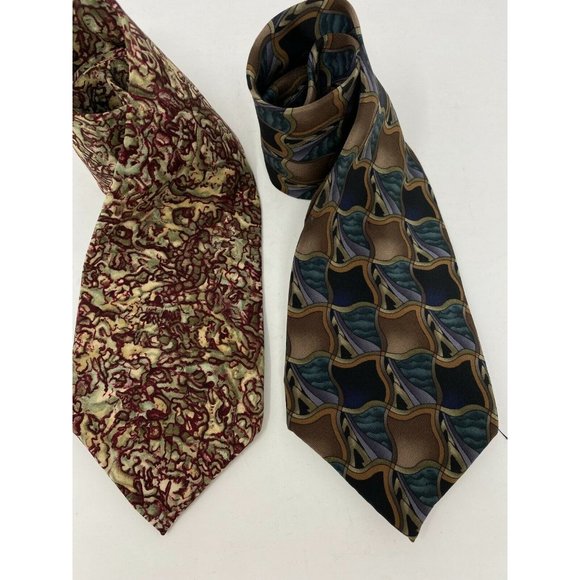 Lot of 2 Cocktail Colors Mens Silk Ties Martini & Scotch Abstract Geometric - Picture 1 of 6